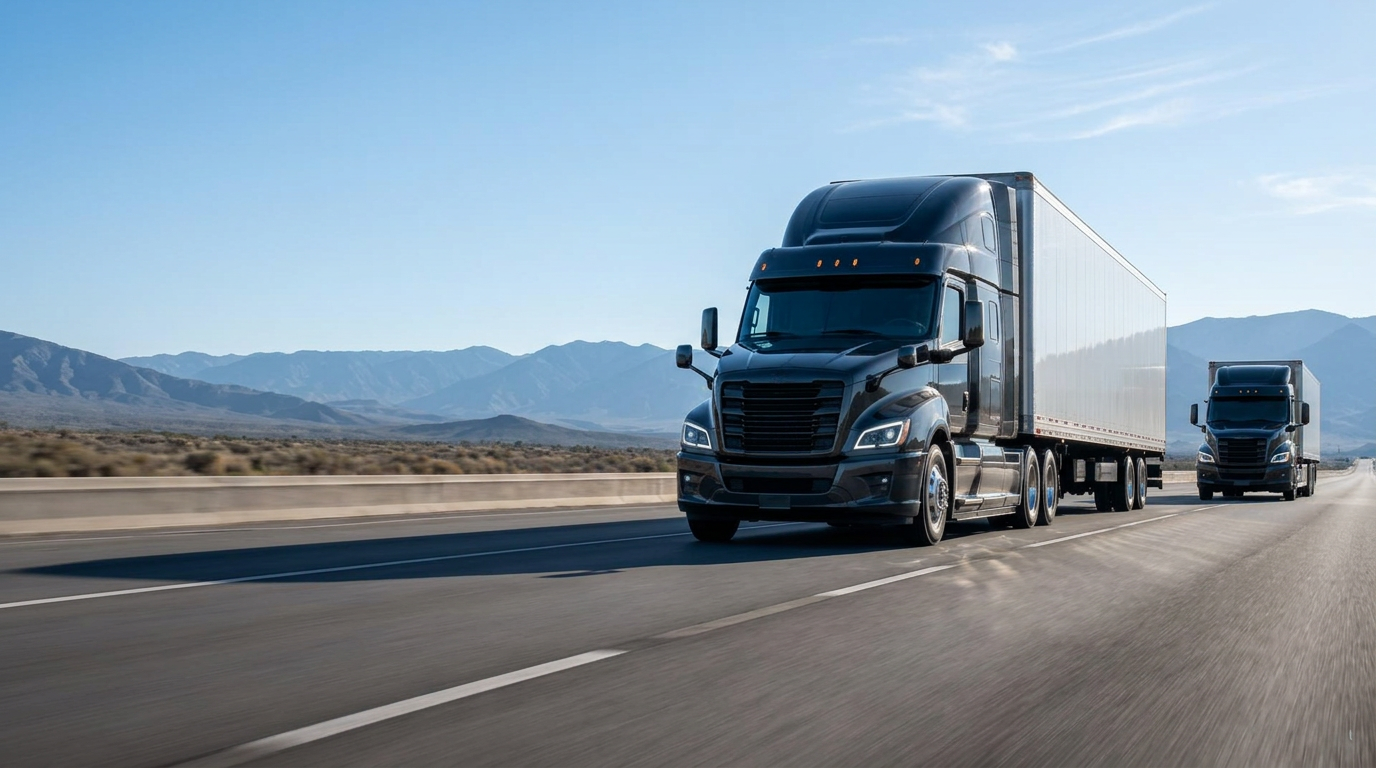 Commercial trucks on the highway